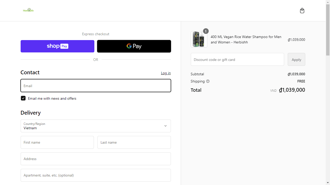 How to apply Herbishh coupon code